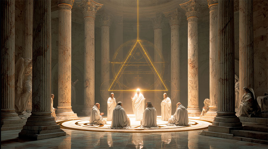 Temple de Delphes avec l'inscription Connais-toi toi-même